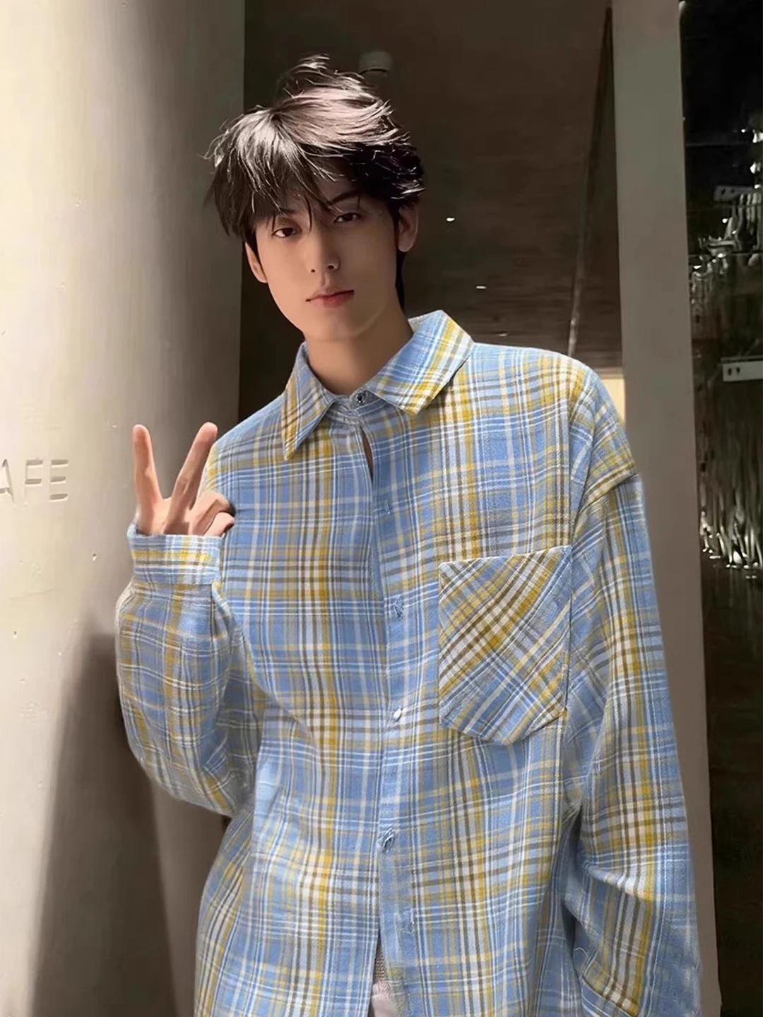 

Retro American Plaid Shirt Men's Spring Autumn Cleanfit Long Sleeve Casual Outerwear Checkered Shirt Comfortable Loose Fit