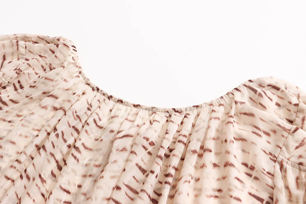 Sommerliches Damen-Shirt mit lässigem Muster, V-Ausschnitt, lockerer und atmungsaktiver Laternenärmel – Detail 21