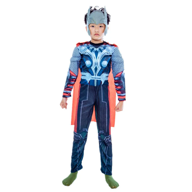 Boys Superhero Thor Cosplay Costume Boys Movie Mask Set Movie Character Fantasy Muscle Costume Kids Dress Up Party Costume