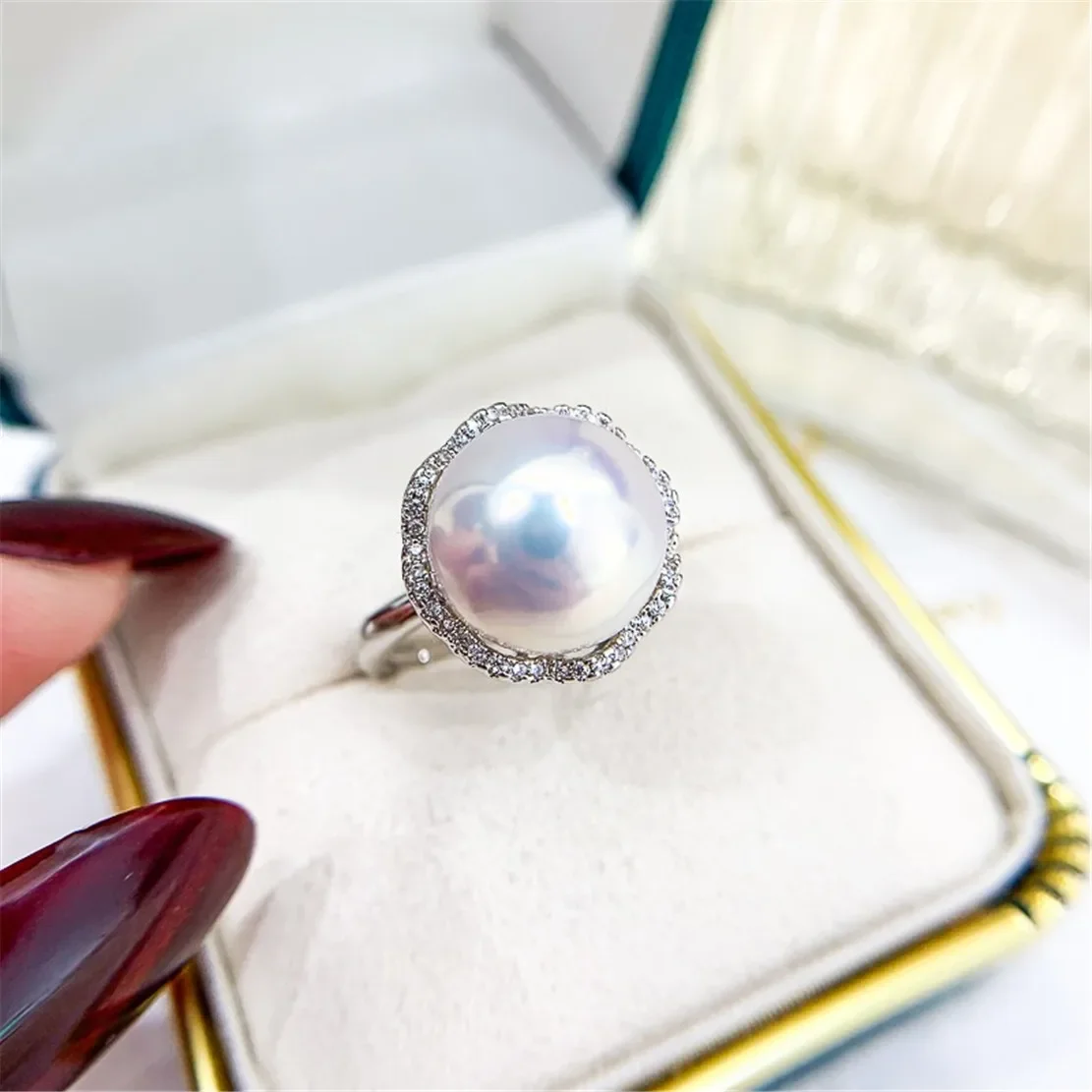 

925 Stamped Alloy Gold-Plating Adjustable Pearl Ring Holder DIY Jewelry Findings, Craft Supplies for Handmade Rings No Pearl