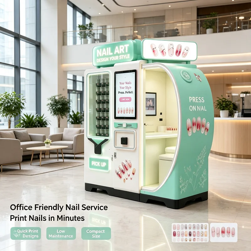 Compact Nail Art Vending Machine, Self-Service Printer with Touch Screen & Auto-Design, for Retail Shop Corner