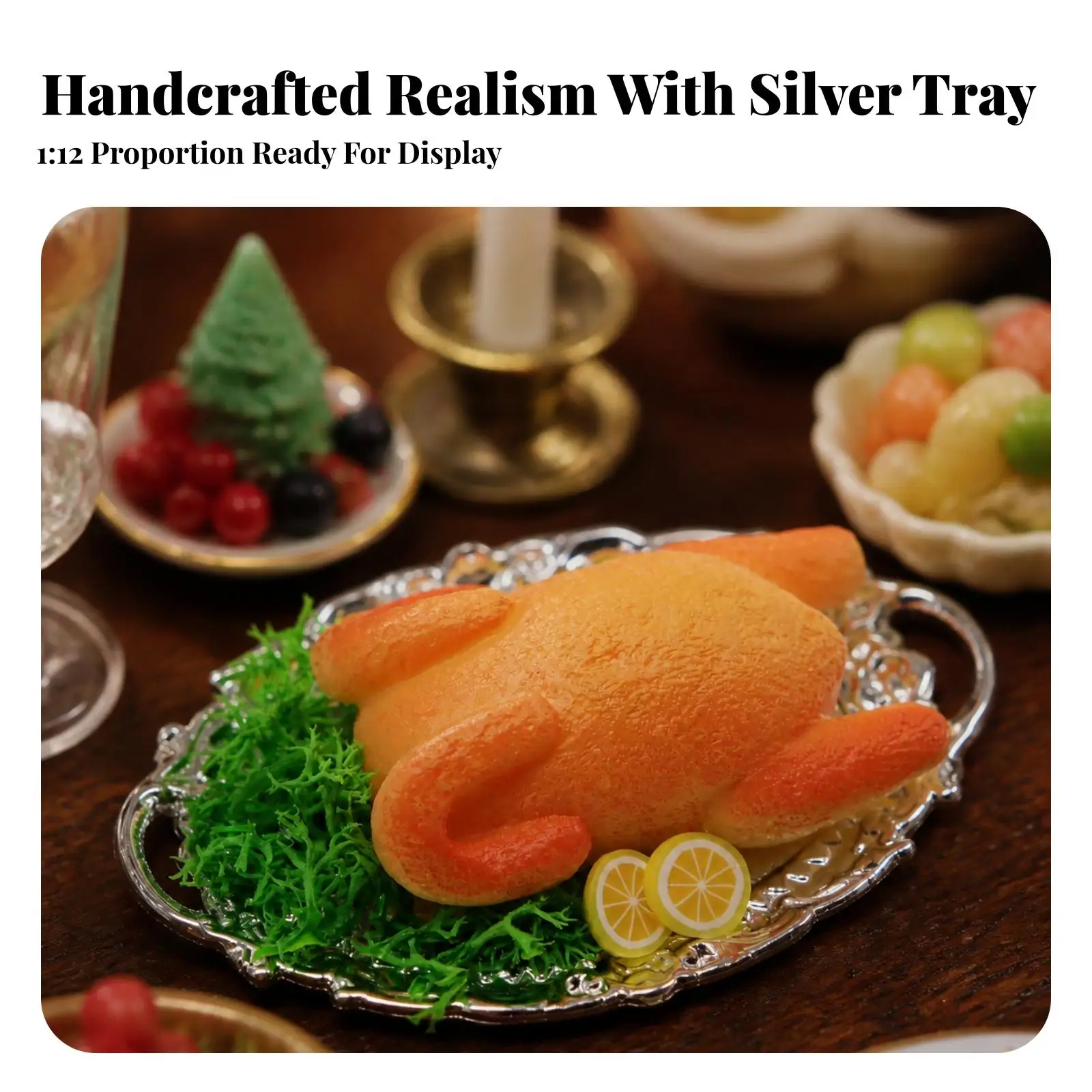 Mini Roast Chicken Resin Dollhouse Food Model Realistic 1 12 Scale Kitchen Decor Miniature Dining Table Prop