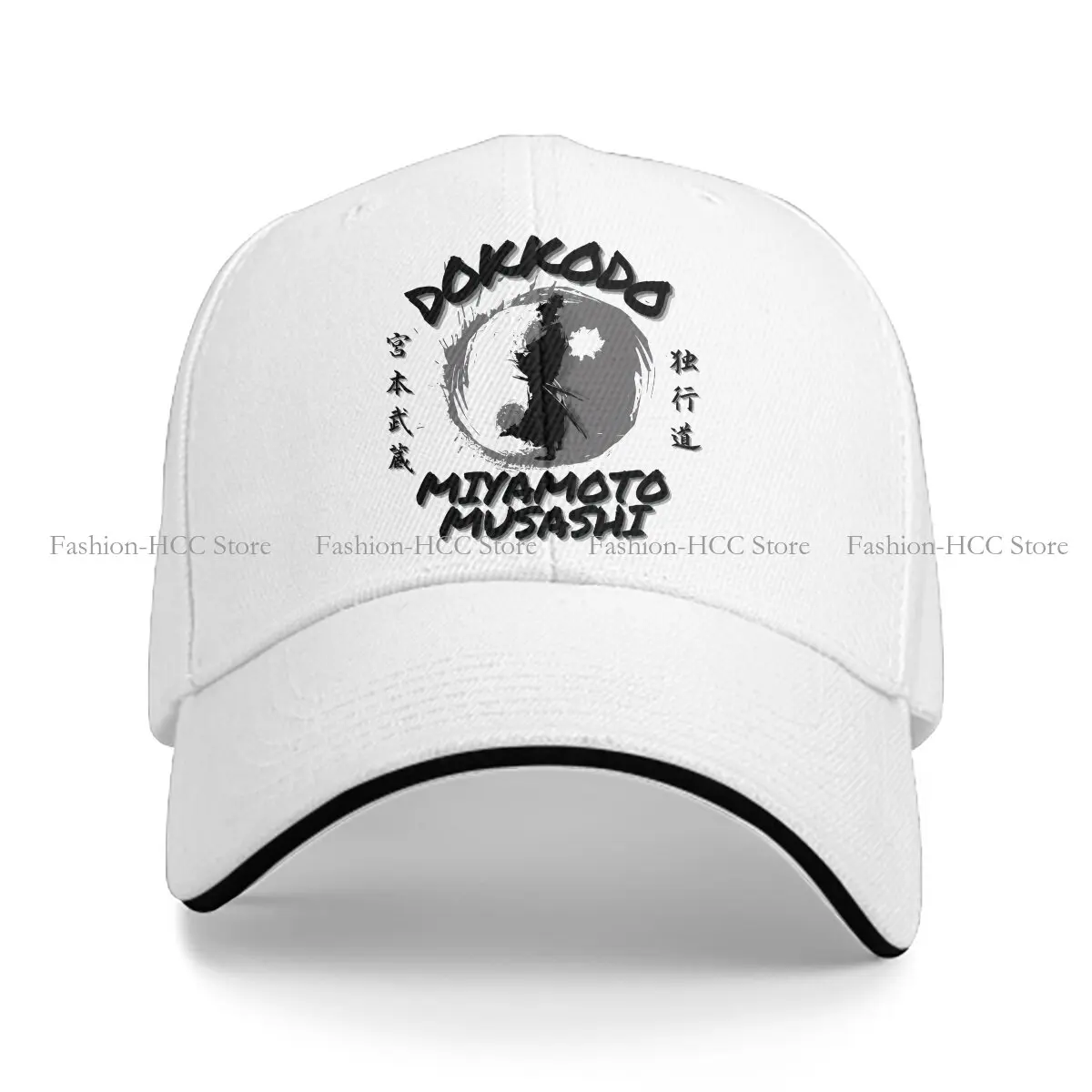 Summer Cap Sun Visor Dokkodo Brushstroke Yinyang Hip Hop Miyamoto Musashi Japanese Samurai Peaked Hats