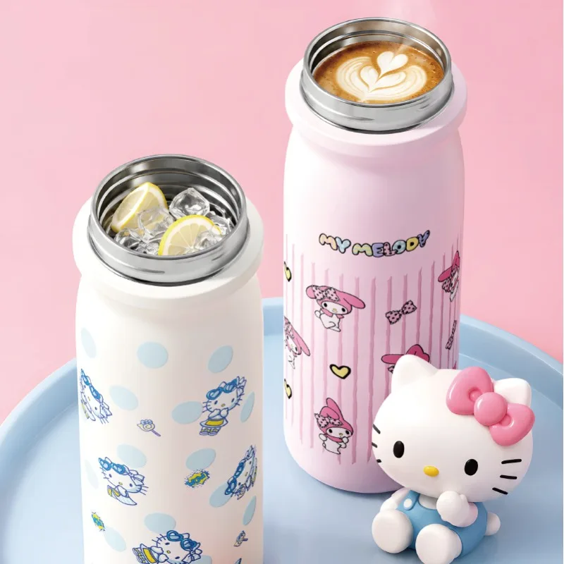 X&W Sanrio Hello Kitty Insulated Cup 316 Stainless Steel Direct Drinking Tumbler with Tea Strainer Portable Student Thermos Mugs