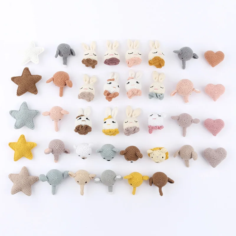 5Pcs Crochet Animal Baby Pacifier Clip Accessories Handmade Bunny Teether Beads Newborn Nipple Clip Dummy Soother Holder Toy