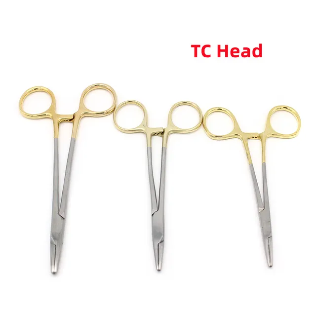 1PC szczypce do uchwytów na igły dentystyczne głowica TC niemiecki wielokrotnego użytku pozłacany uchwyt ze stali nierdzewnej ortodontyczne szczypce Instrument chirurgiczny