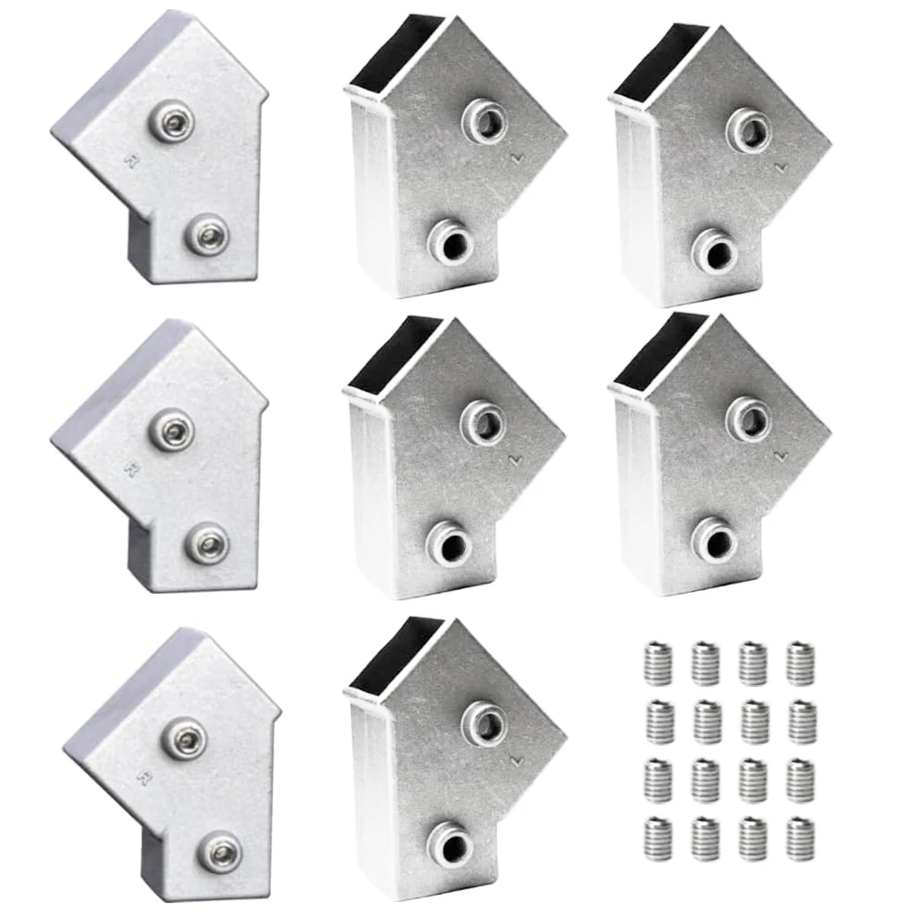 4PCS 45 degree three-way square tube joint, 20-25-30mm, left and right direction, aluminum alloy, elbow angle joint guardrail