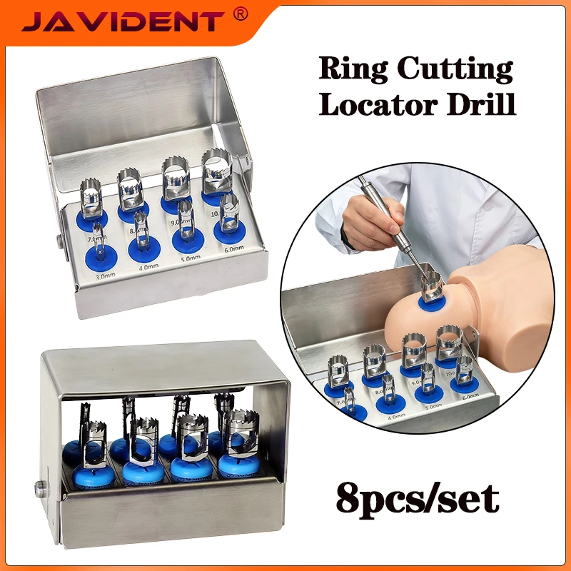 8Pcs Dental Implant Bone Trephine With Bur Disinfection Holder For Handpiece Surgical Instrument Implant Drill