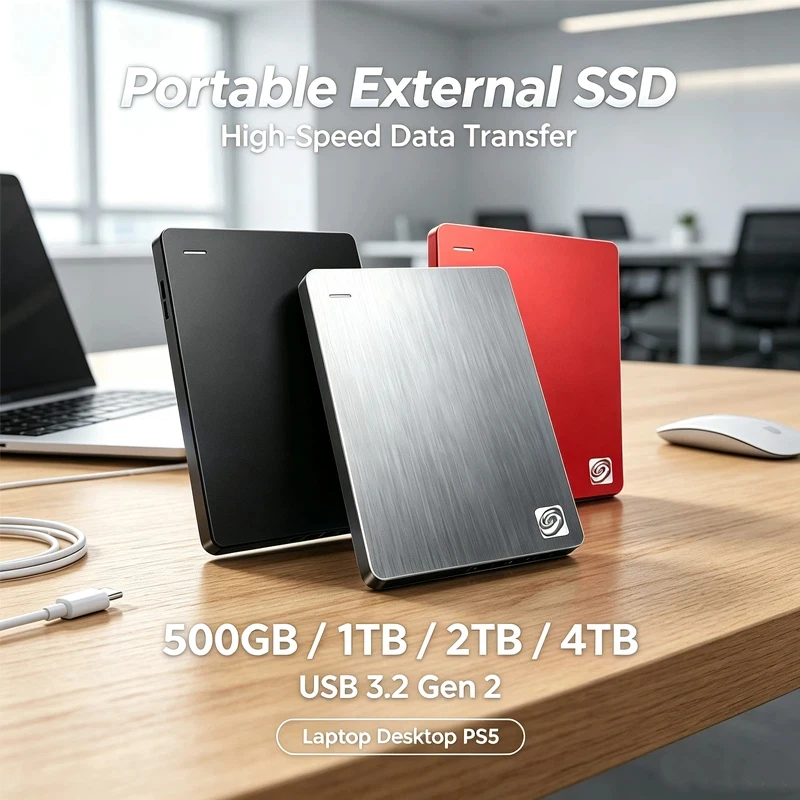 Tragbare externe Festplatte 02A, Hochgeschwindigkeits-Festplatte, schnelle Datensicherung für Laptops und Desktop-PCs, 500 GB/1 TB/2 TB/4 TB.