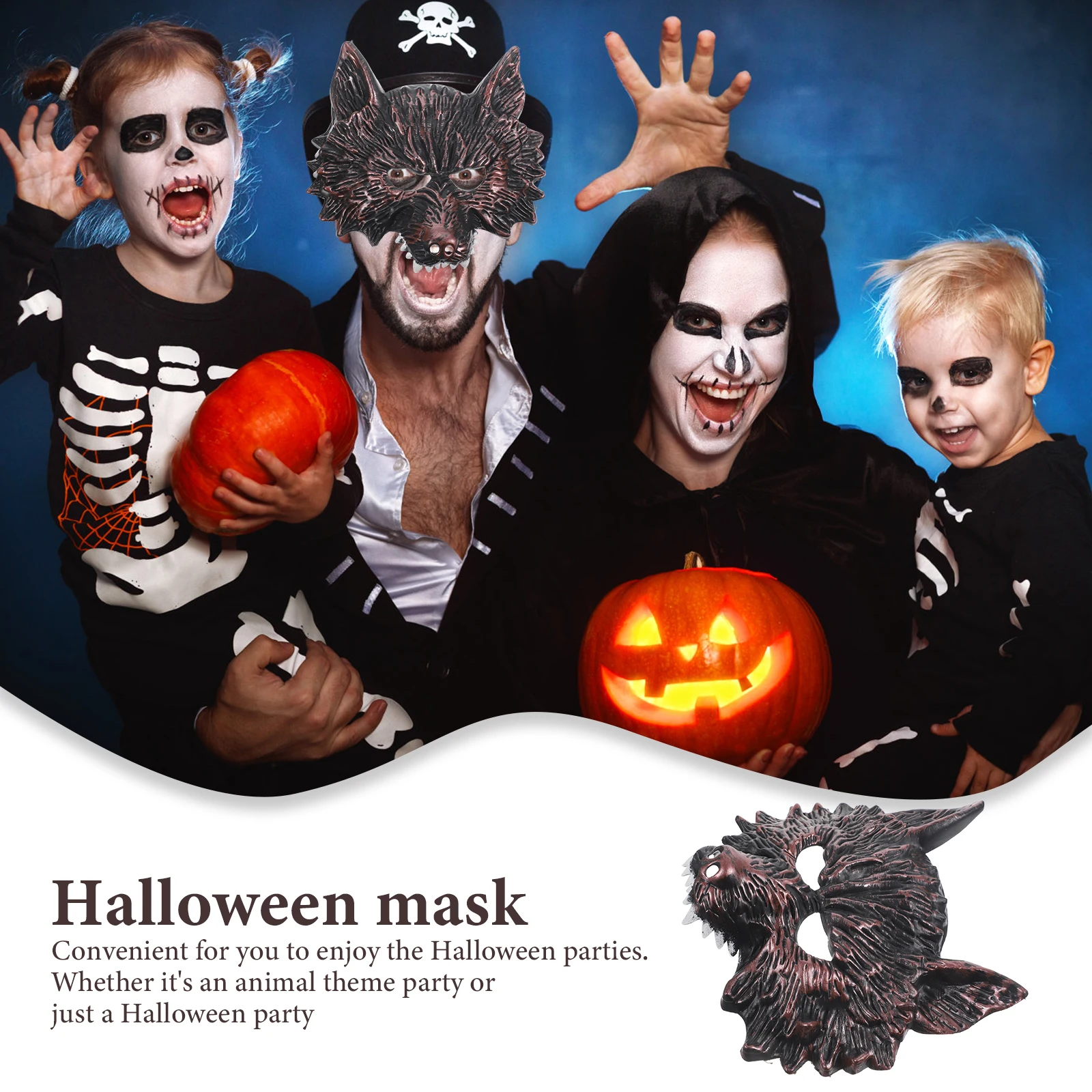 

Wolf Head Mask Halloween Decorative Horror Half Face Animal Costume Accessory Adults Masks