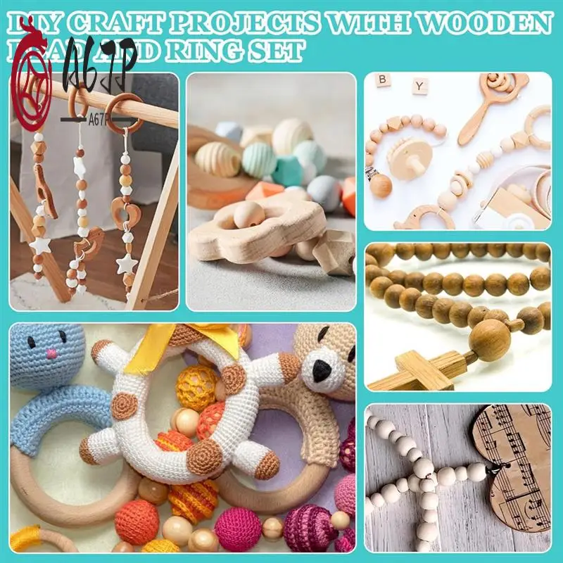 

A67P-Wooden Bead Crafts Unfinished Natural Wood Loop Polygonal Spacer Beads For Decoration Jewelry Making Home