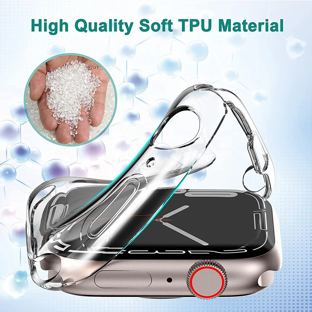 Защитная пленка для экрана Apple Watch Case Ultra 2 49 мм 41 мм 44 мм 40 мм 42 мм Чехол-бампер из ТПУ Аксессуары для IWatch Series 9 8 7 SE 6