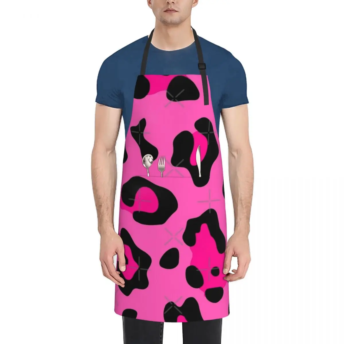 

Hot Pink Leopard Print Animal Cheetah Pattern Fashion Dacron Kitchen Aprons For Woman Men Chef Work