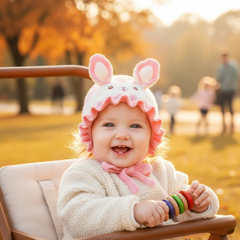 Chapéu de bebê de malha quente macio e aconchegante gorro com proteção de orelha para recém-nascidos da criança meninos e meninas outono inverno ao ar livre wear