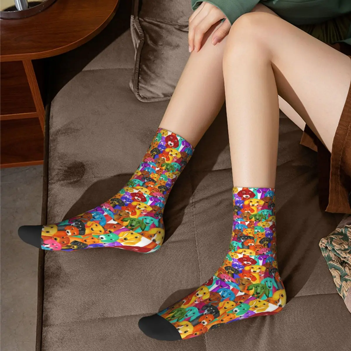 جوارب Dachshund Dog Harajuku جوارب عالية الجودة لجميع المواسم جوارب طويلة إكسسوارات هدية عيد ميلاد الرجل والمرأة