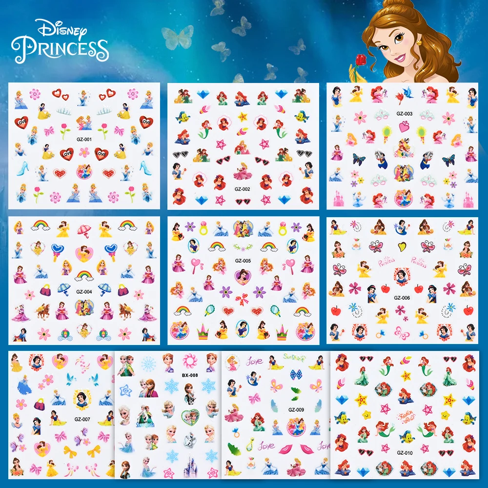 Autocollants pour ongles princesse Disney, 30 pièces, Design blanc neige la reine des neiges, décalcomanies pour ongles, personnage de dessin animé Kawaii, décoration pour Nail Art, DIY bricolage