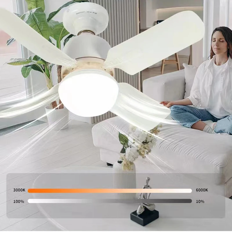 New Ceiling Fan Light Living Room Bedroom Modern and Simple Home Intelligent Remote Control Restaurant LED Fan Light