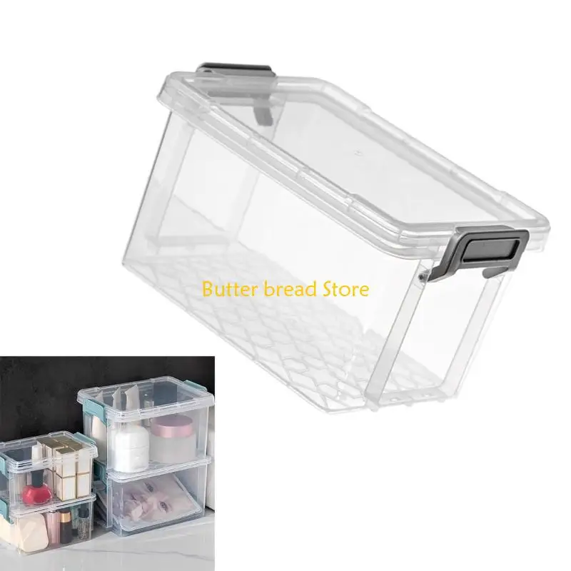W89C Clear Storage Container Easy to Use Stackable Plastic Storage Bins with Lids for Home Office School