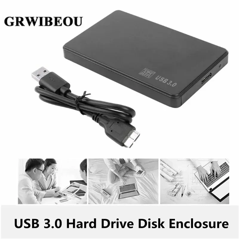 

GRWIBEOU 2.5 Hard Disk Drive Chassis 2.5 inch Hard Disk Case SATA USB2.0 Portable SSD Disk HDD Box External Hard drive Enclosure