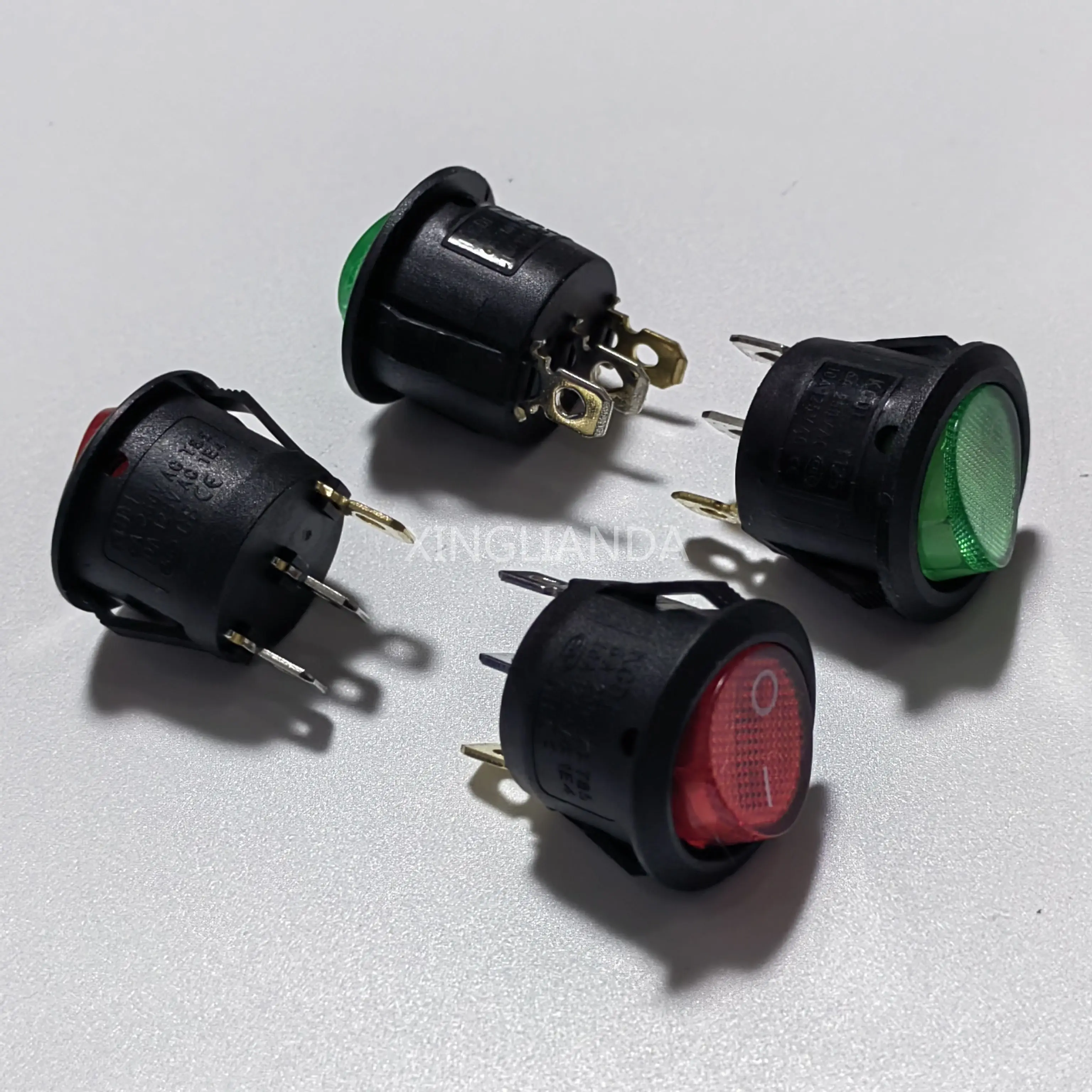 10PCS/Lot (Red 5PCS+Green 5PCS) KCD1 Dimension 20MM ON/OFF Circular 2 Position 3Pin Boat Car Rocker Switch 6A/250VAC