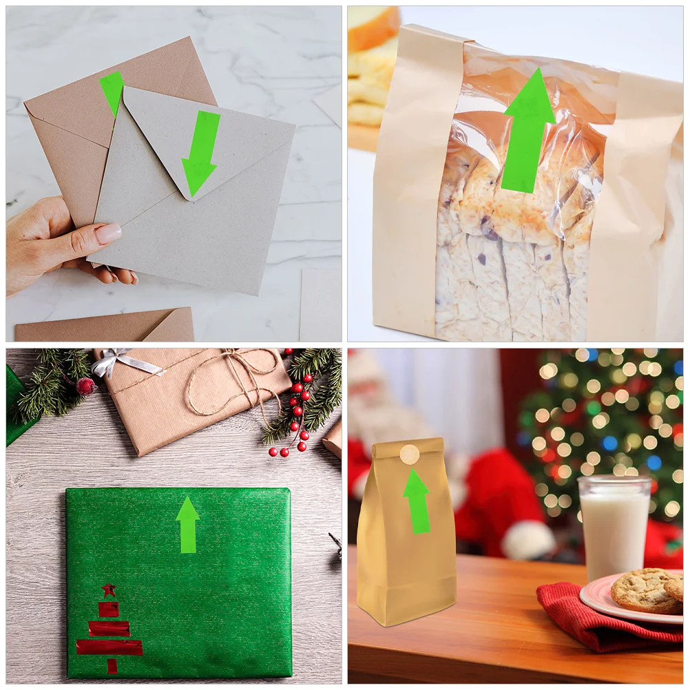 

2 Rolls Arrow Shaped Sealing Stickers Off Adhesive Decals for Candy Wrapping Bakery Packaging Direction Indicator