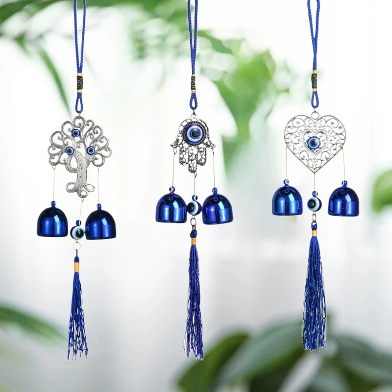 Lucky Eye Turkish Blue Evil Eye Windchime Crystal Hanging Pendant Charm Hanging Ornament Outdoor Garden Decoration Wind Chime