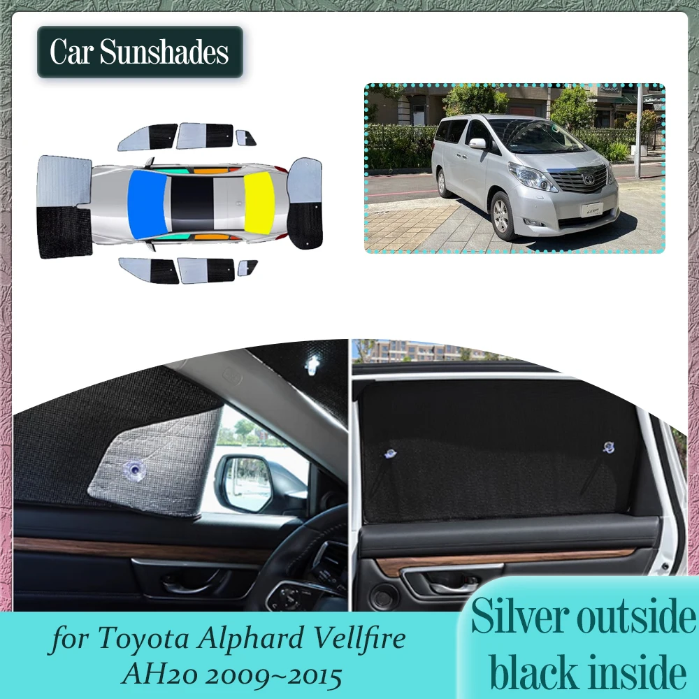 

Автомобильный солнцезащитный козырек для Toyota Alphard Vellfire AH20 2009 ~ 2015, солнцезащитный козырек на крыше, боковой занавес на лобовое стекло, аксессуары для люка