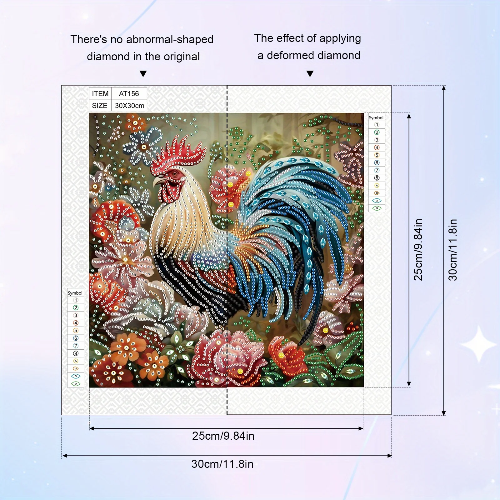 DIY Rooster and Flower 5D Special Shape Diamond Art Kits for Beginners,Diamond Art Painting Kits for Home Wall Decoration Gift