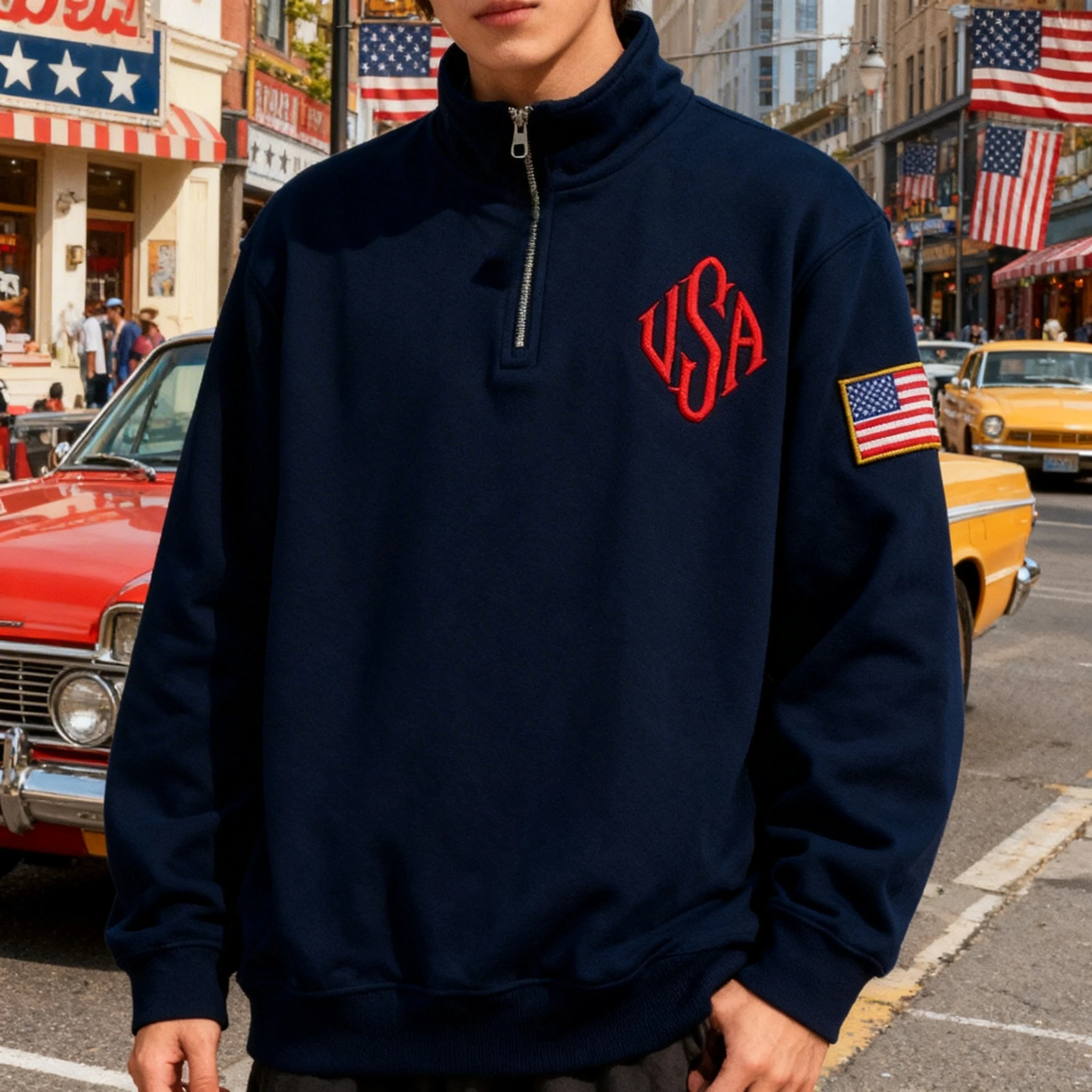 Sweat-shirts vintage avec drap - Mens Fashion Quarter Zip avis et prix