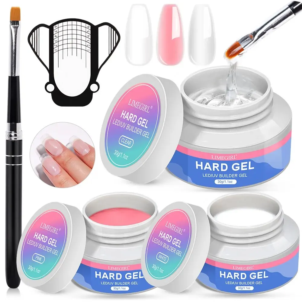 

Nail Art Solid Extension Gel Set With Nail Forms Nail Brush Kit For Beginners Nail Art DIY At Home Free of Acetone