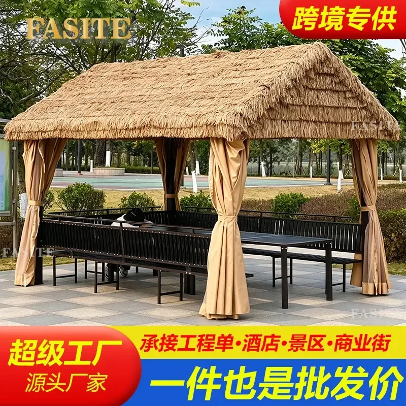 For Outdoor Garden Courtyard Thatched Simulation Gazebo Tent Open-air Awning Pavilion B&B Leisure Furniture Waterproof