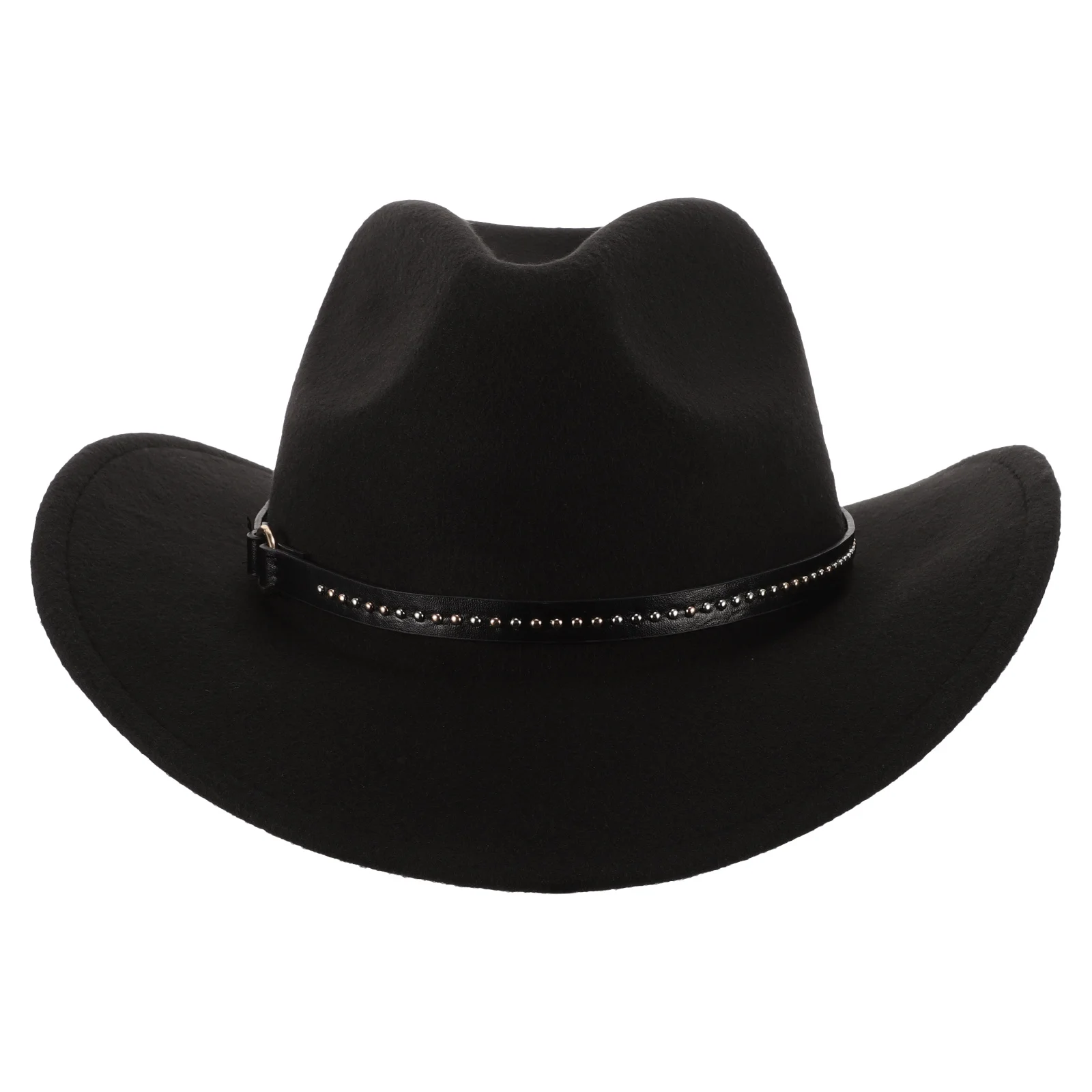

Woolen Jazz Black Felt Cowboy for Men Women Ethnic Style Autumn Winter Large Brim Hat Fashionable Versatile Western Style Party
