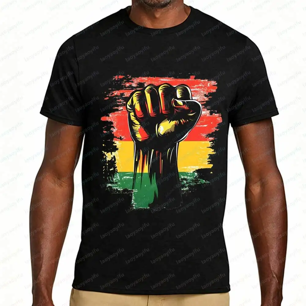 Футболка Juneteenth Black Power Fist для мужчин и женщин, с графическим принтом в стиле раста, повседневная, с коротким рукавом, хлопковая, подарок