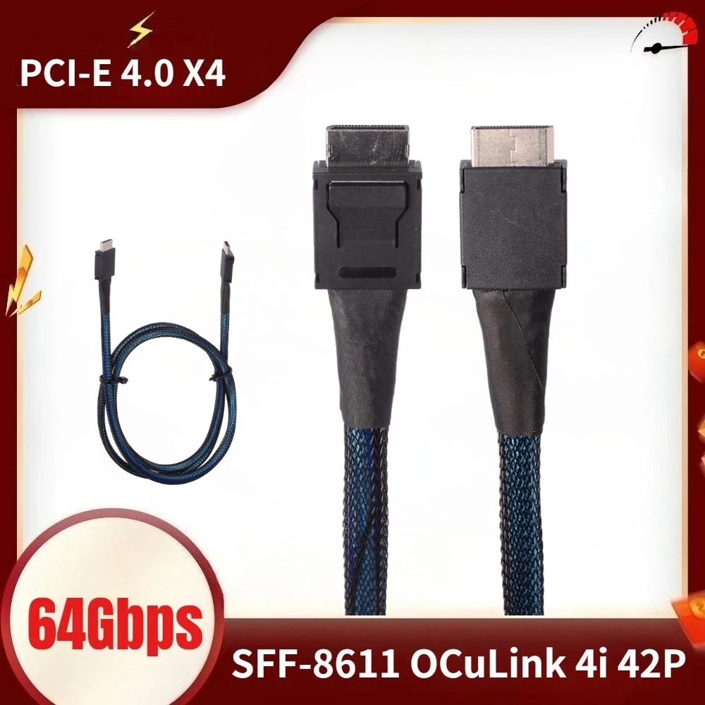 

Кабель-удлинитель PCIE 4.0 X4 Oculink 4i прямой SFF-8611 в оплетке, гибкий, GEN4/3, 64 Гбит/с, для GPU SSD, OCuLink 4X, с посеребренными проводами