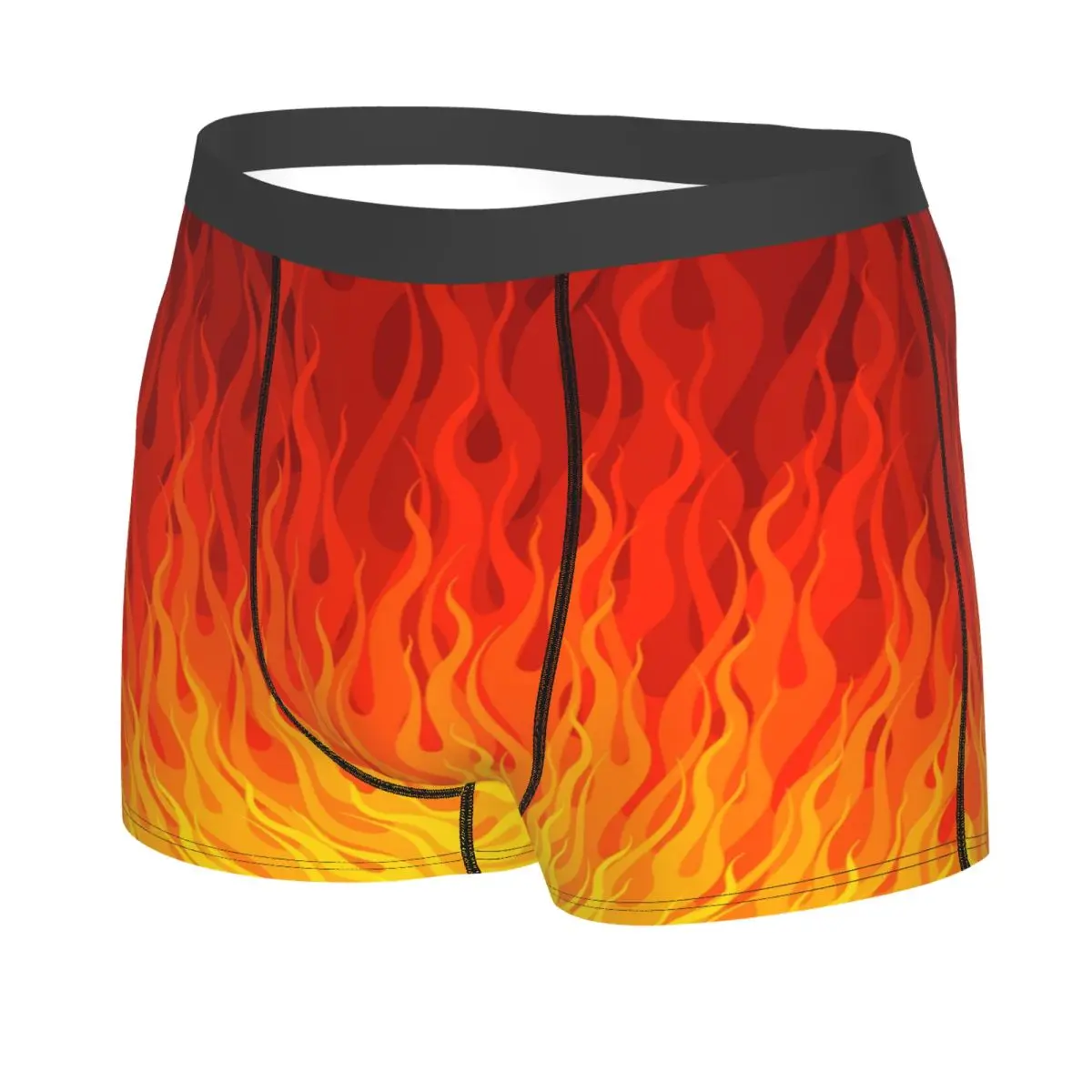 Custom Boxer Shorts For Homme Sexy 3D Print Red Burning Flames Fire Pattern Underwear Panties Briefs Breathable Underpants