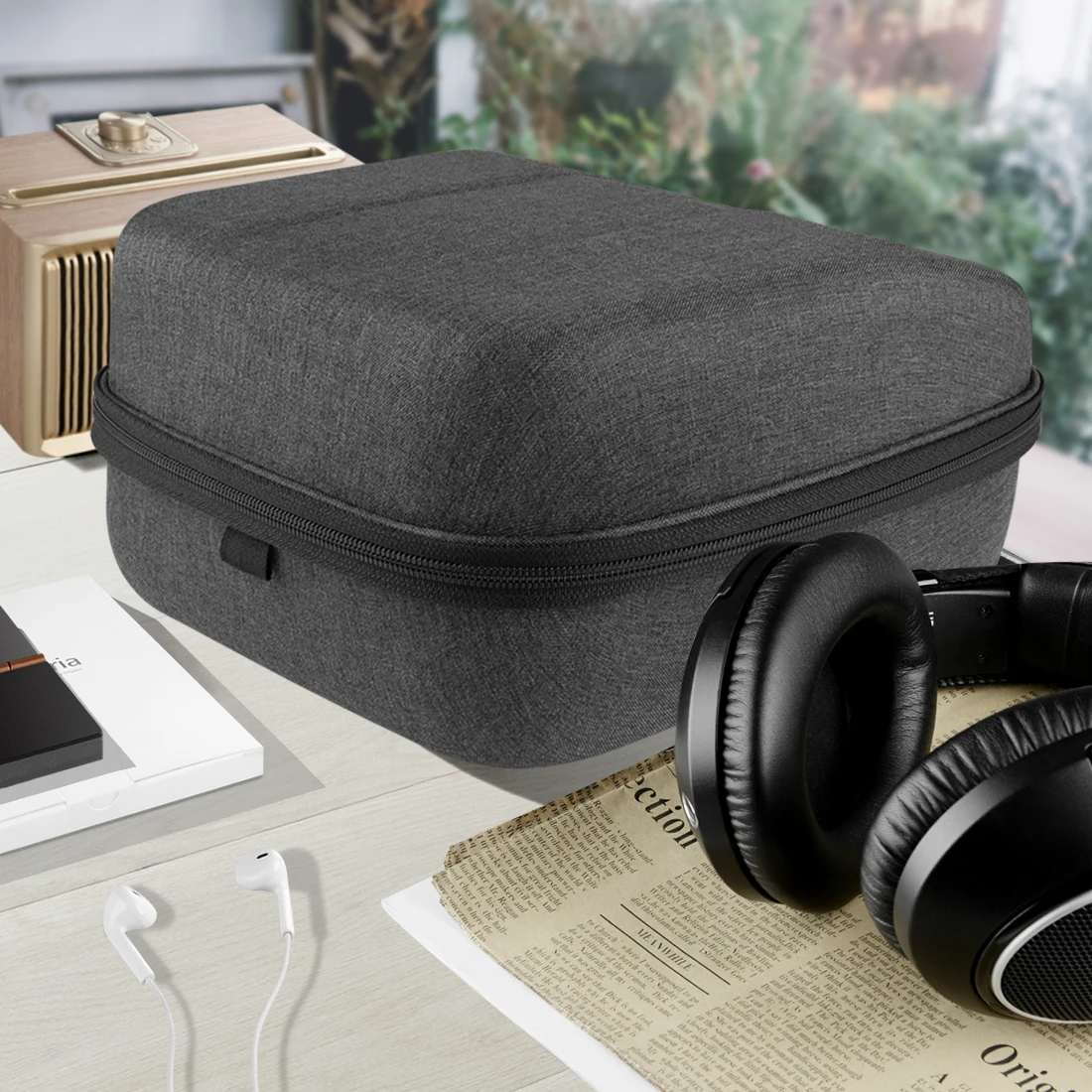 Geekria 헤드폰 케이스 파우치, 대형 젠하이저 HD 599 HD 598 AKG K845 용, 휴대용 이어폰 케이블 보관 커버 액세서리