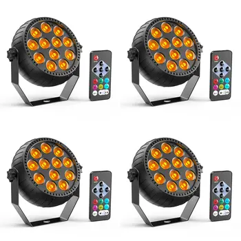 U'King 4件套裝 RGBW LED 帕燈 12顆LED燈珠 15W 無線可充電 平面帕燈照明效果,適用於DJ、迪斯可、派對、婚禮、舞檯燈光 10 最佳銷售 LED秀 - №5