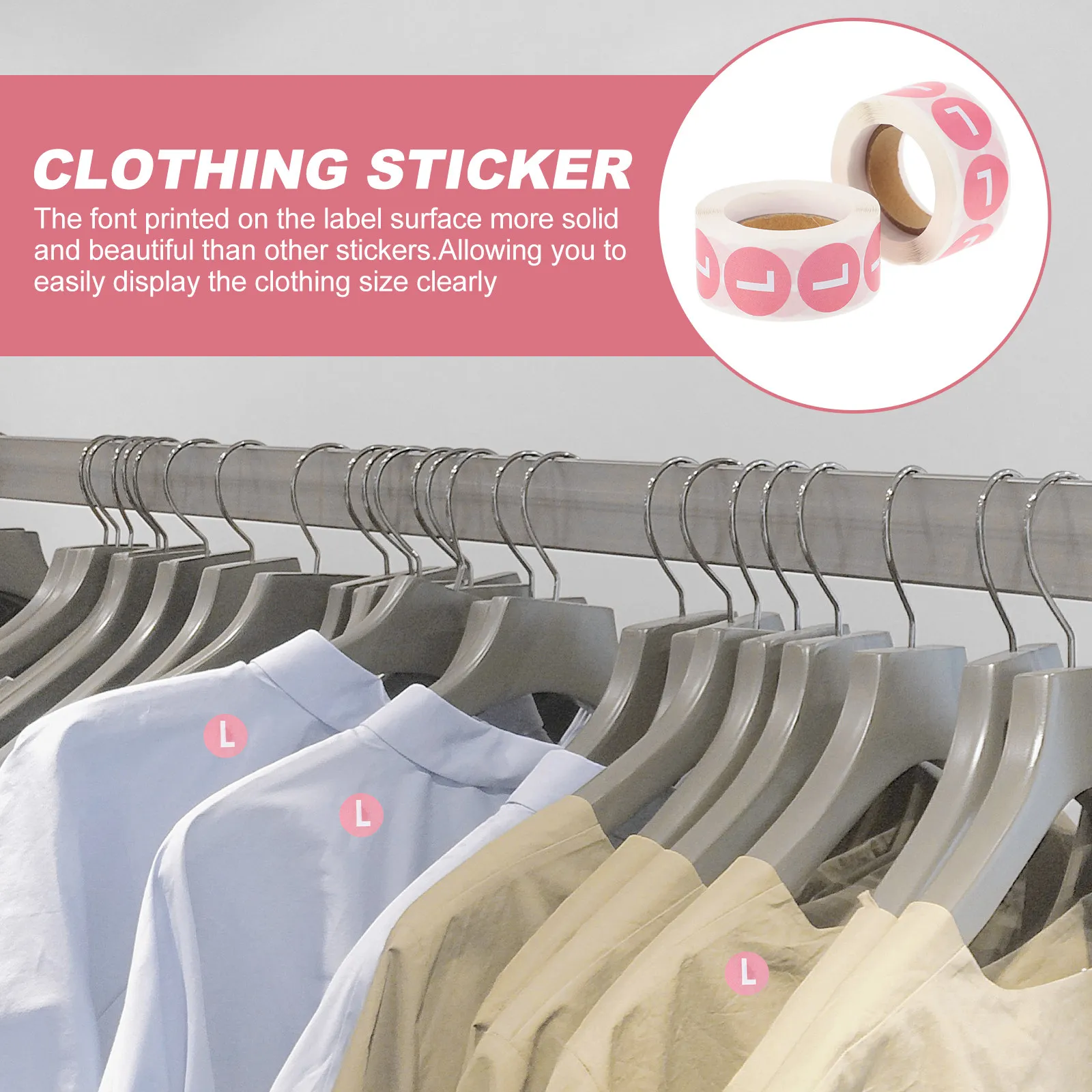 2 Roll Round Clothing Size Sticker Label Premium Long-Lasting Size Sticker for Clothes Hats Sweaters Coats Clothing Label