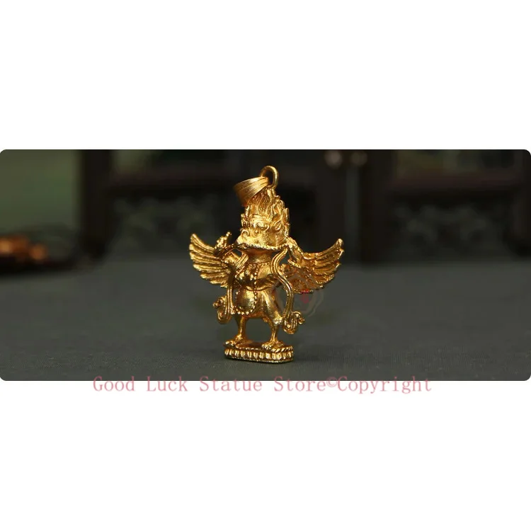 GOOD HOME pocket travel Buddhist Exorcise evil spirits Mascot Tibetan Gilding suparna suparnin Garuda Dhwaja statue 2PCS