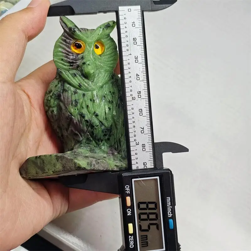 Natural Ruby In Zoisite Owl Carving Crystals And Stones Healing Fengshui Home Decoration Accessories Gift 1PCS