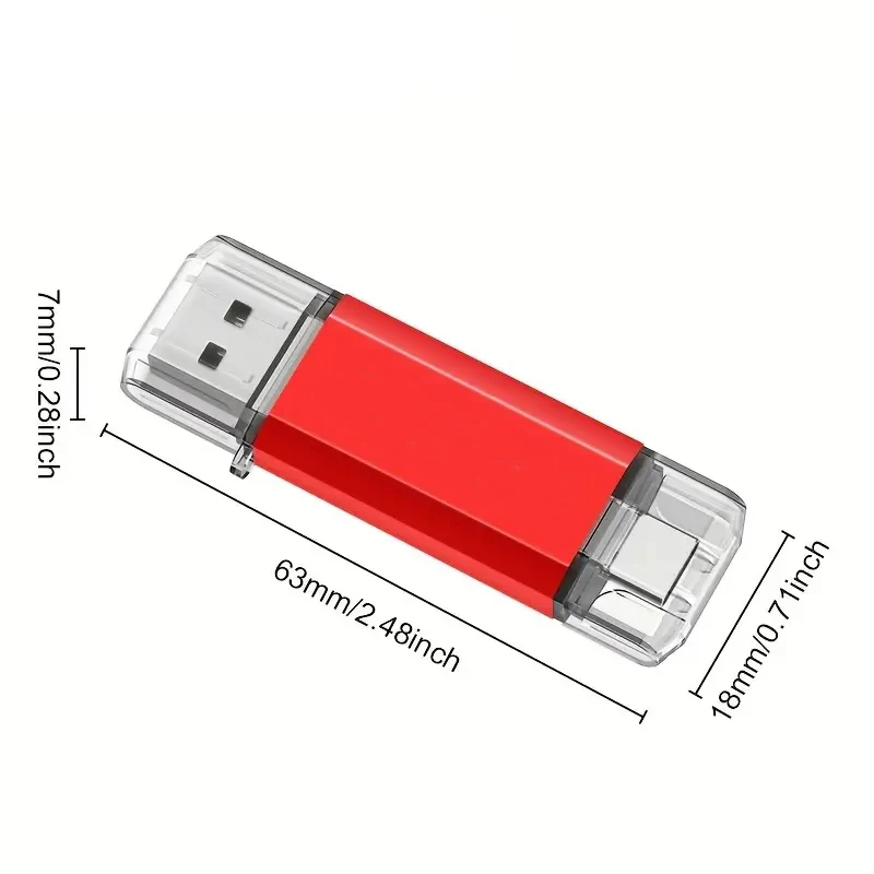 Unidade Flash USB de Alta Velocidade, Pendrive Tipo C, OTG, Novo, 2 em 1, 64GB, 128GB, 2 em 1