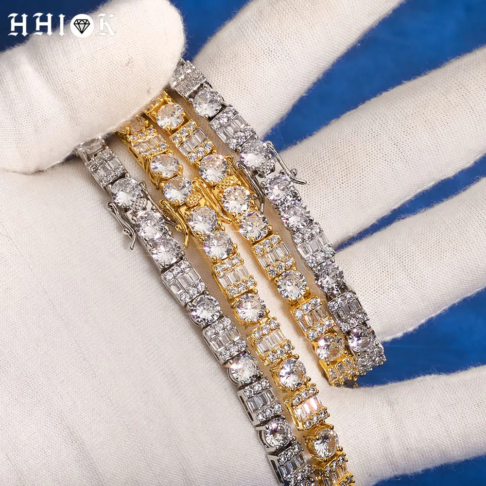 

Hip hop Tennis Chain Men's Boutique Necklace Chilled Mixed Inlaid French Baguette&round Brass Women's Zircon Jewelry