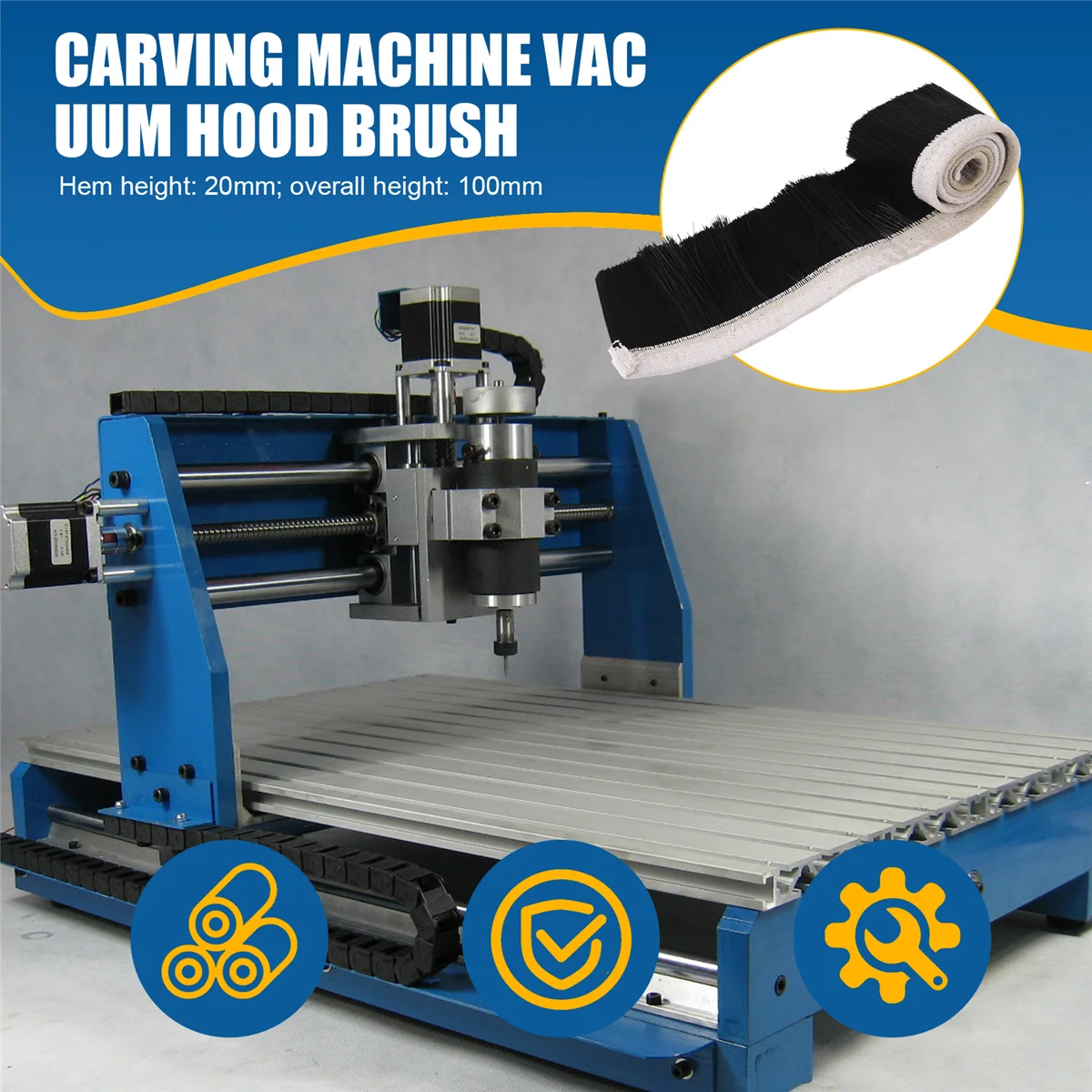 A11I Brush Vacuum Cleaner Dust Collector Engraving Machine Dust Cover for CNC Router Spindle Motor (100 mm)