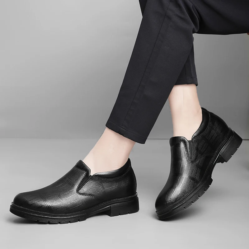 

Мягкая удобная качественная кожаная обувь на толстой подошве, модная деловая мужская обувь, увеличивающая рост, роскошная брендовая кожаная обувь
