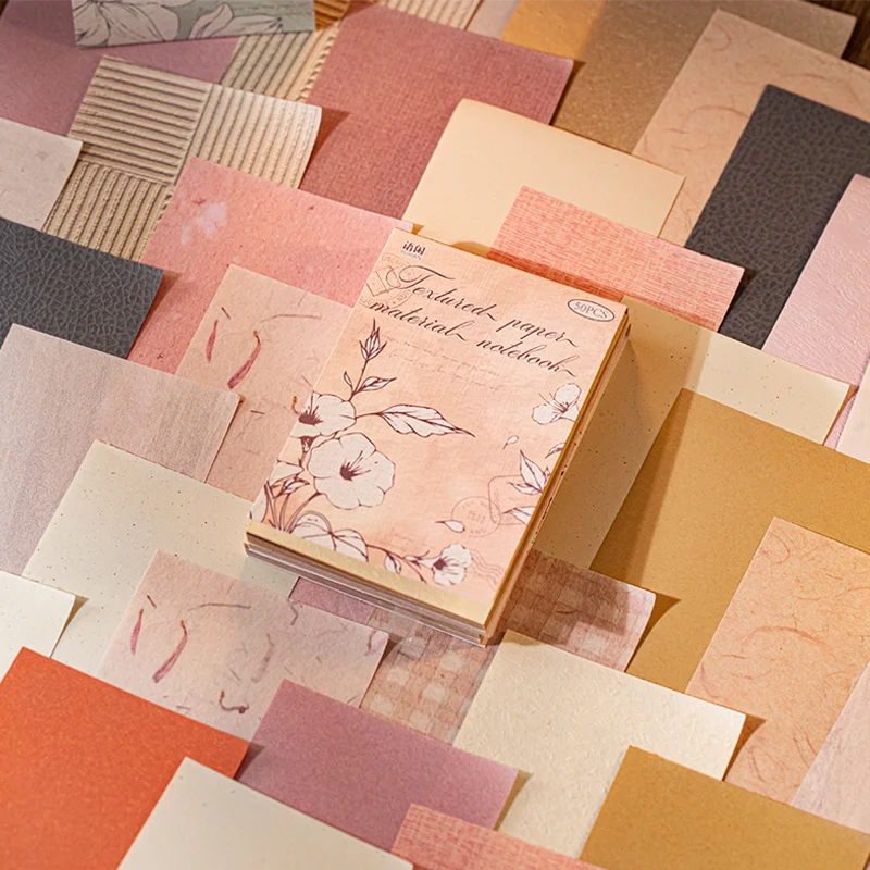 Mr. Paper Textured Background Paper 50 Sheets - Vintage Scrapbook Pages, Journal Collage Inserts, Art Craft Supplies