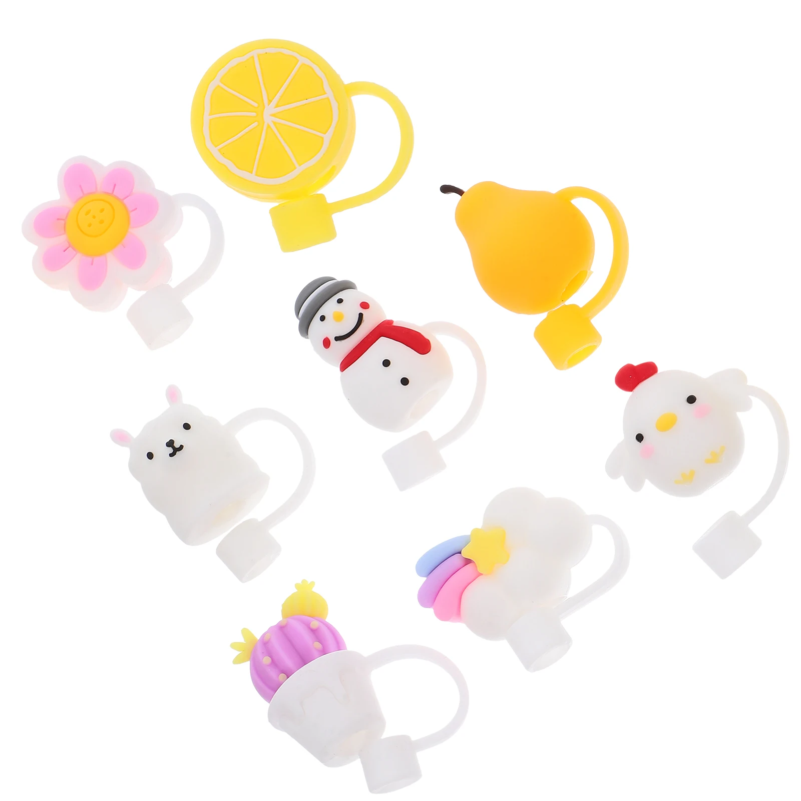 

8pcs Silicone Straw Covers Airtight Reusable Cute Drinking Straw Tips Decor For Outdoor Party Picnic Kitchen Bar Accessories