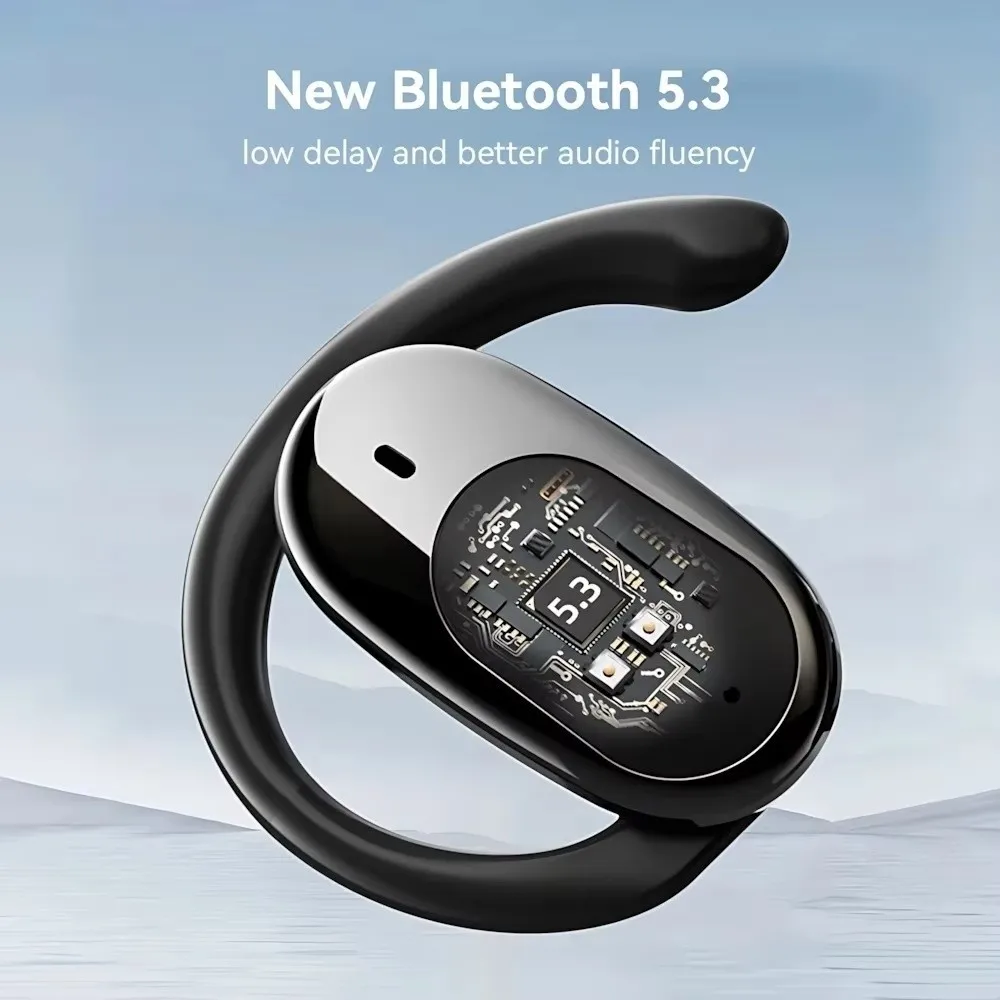 Earhook Design Wireless Earbuds Smart LED Display Touch Control Sports Headphones Stereo Sound Waterproof Wireless Headphones