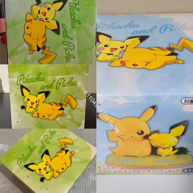 bandai-namco-banpresto-original-en-stock-temps-de-relaxation-pokmon-pikachu-et-pichu-pvc-11-cm-figurine-anime-modele-mignon-enfant-cadeau-jouet