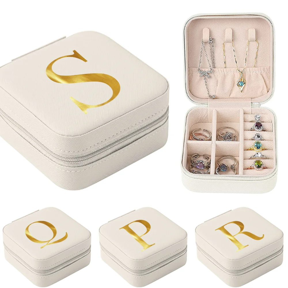 

Leather Jewelry Storage Box Jewelry Organizations Earring Necklace Ring Portable Storage Jewelry Box Letter Jewelers Storage Box