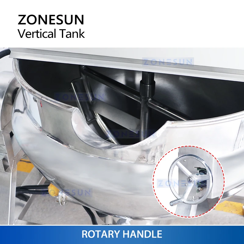 Zonesun หม้อหุงข้าวอุตสาหกรรมพร้อมเครื่องผสมและเครื่องทำความร้อนกวนสำหรับอาหารประเภทเนื้อสัตว์ ZS-CG200L อาหารสำเร็จรูป